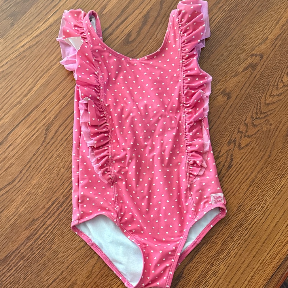 Ruffle Butts Heart Print Swimsuit